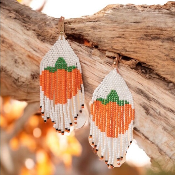 Jewelry - Halloween Pumpkin Fall Beaded Earrings